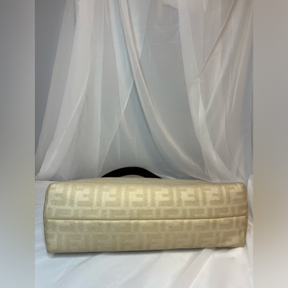 Fendi Baguette FF Zuchinno Hobo Shoulder Bag Ivory/Beige Vintage *Rare* - Picture 5 of 11
